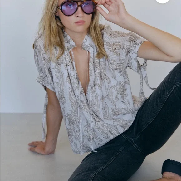 NWT Birgitte Herskind Gajol Blouse Blooming Floral Metallic 38 - Picture 10 of 13